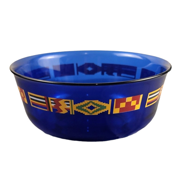 ArtGlass Other - Vintage 1972 Cobalt Blue Olympics Flage Bowl Munich Germany Made in Frances
